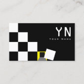 Gecontroleerd zwart-wit geel met Monogram modern Visitekaartje (Voorkant)