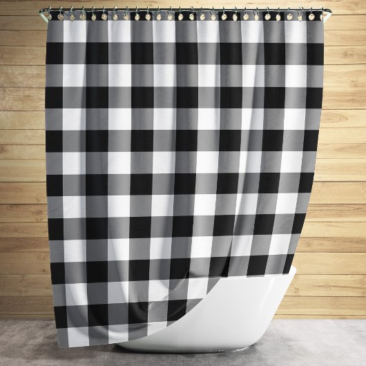 Gecontroleerd zwart-wit gingham-patroon douchegordijn