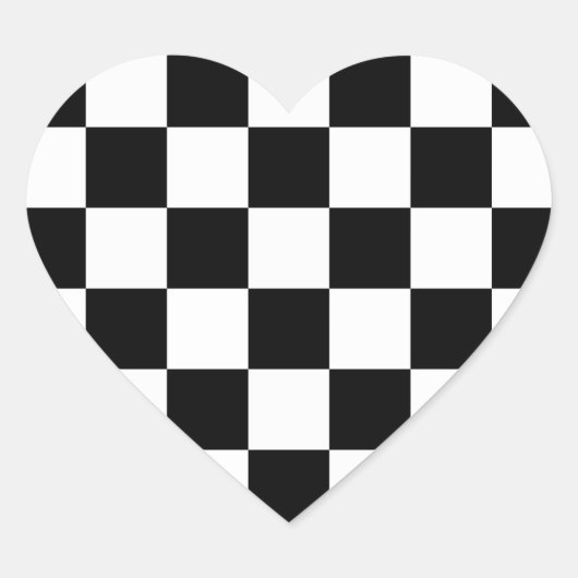 Gecontroleerd zwart-wit hart sticker (Voorkant)