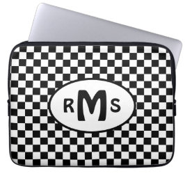Gecontroleerd zwart-wit monogram laptop sleeve