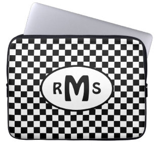 Gecontroleerd zwart-wit monogram laptop sleeve