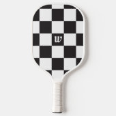 Gecontroleerd zwart-wit monogram pickleball paddle (Achterkant)