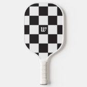 Gecontroleerd zwart-wit monogram pickleball paddle (Voorkant)