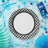 Gecontroleerd zwart-wit papieren bordje (Feest)