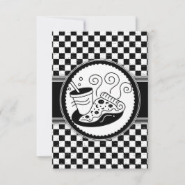Gecontroleerd zwart-wit patroon met Pizza-partij Kaart