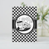 Gecontroleerd zwart-wit patroon met Pizza-partij Kaart (Staand voorkant)
