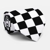 Gecontroleerd zwart-wit patroon stropdas (Opgerold)