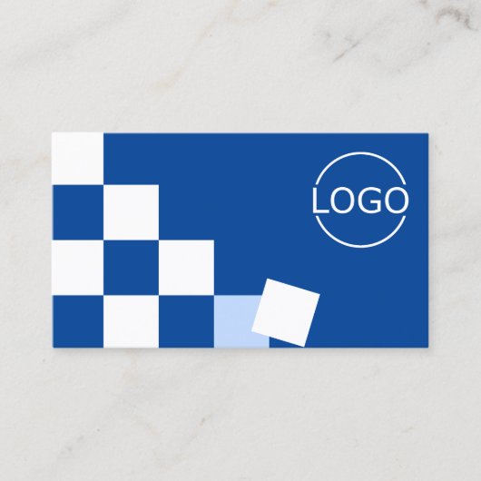 Gecontroleerde Blauw en Witte Modern met Logo Stij Visitekaartje (Voorkant)