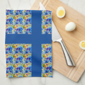 Gecontroleerde blauwe, kleurrijke mix van wilde bl theedoek (Quarter Fold)