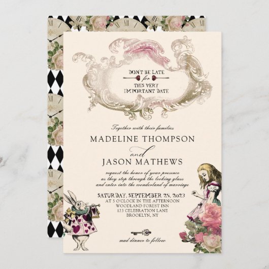 Gecontroleerde Blauwgroen Blush Alice in Wonderlan Kaart (Voorkant / Achterkant)