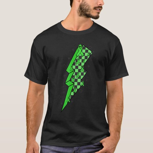 Gecontroleerde bliksem Green Ribbon Mental Illness T-shirt (Voorkant)