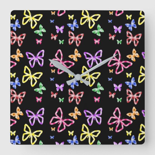 GECONTROLEERDE BUTTERFLIES VIERKANTE KLOK (Voorkant)