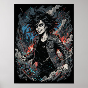 Gecontroleerde Chaos Punk Meisje   Stedelijke Grun Poster