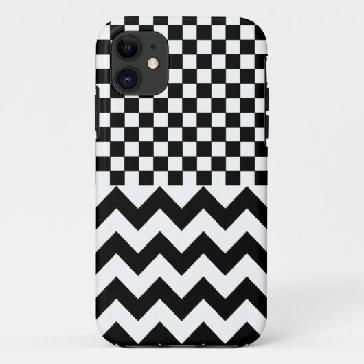 gecontroleerde & chevron ~ zwarte patronen Case-Mate iPhone case (Achterkant)