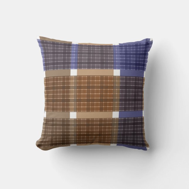 Gecontroleerde geblodde tartan bruine vioolretro k kussen (Voorkant)