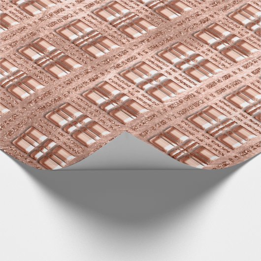 Gecontroleerde gerasterde geometrie Roos Gold Copp Cadeaupapier (Hoek)