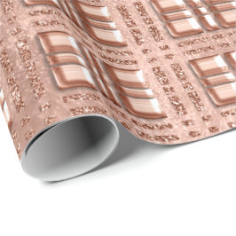 Gecontroleerde gerasterde geometrie Roos Gold Copp Cadeaupapier