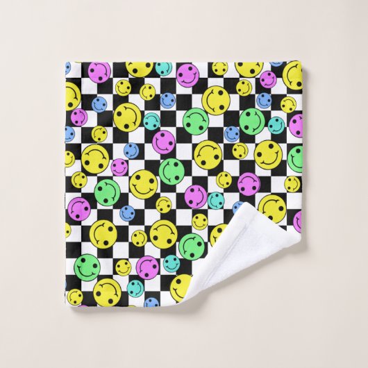 Gecontroleerde glimlende gezichten van de retrofle bad handdoek (Wasdoekje)