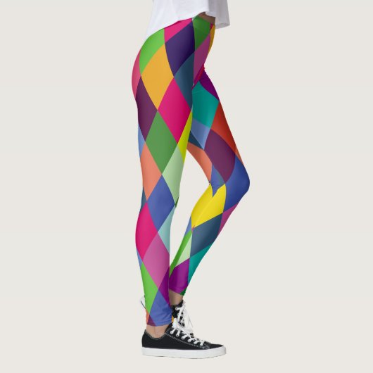 Gecontroleerde Harlequin Rainbow Colorful Leggings (Rechts)