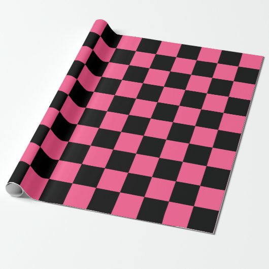 Gecontroleerde Hot Pink en Black Cadeaupapier (Uitgerold)
