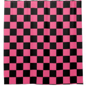Gecontroleerde Hot Pink en Black Douchegordijn (Voorkant)