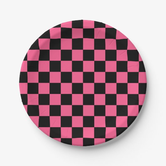 Gecontroleerde Hot Pink en Black Papieren Bordje (Voorkant)