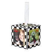 Gecontroleerde kerstversiering met aangepaste foto kubus ornament (Voorkant hoekig)