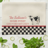 Gecontroleerde keukenhanddoeken voor koeien in het (Gevouwen)