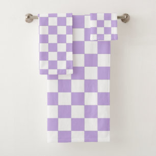 Gecontroleerde Lavender en Wit Bad Handdoek