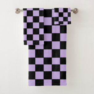 Gecontroleerde lavender en zwart bad handdoek