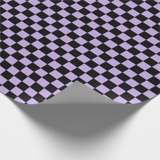 Gecontroleerde lavender en zwart cadeaupapier (Hoek)