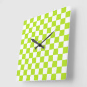 Gecontroleerde Lime Green en White Vierkante Klok (Hoek)