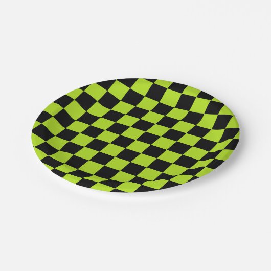 Gecontroleerde limoenen groen en zwart papieren bordje (Gekanteld)