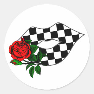 Gecontroleerde lippen kus rode roos T-Shirt Ronde Sticker