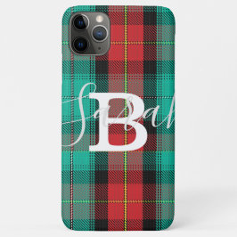 Gecontroleerde monogram groene & rode Tartan Case-Mate iPhone Case