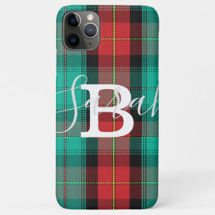 Gecontroleerde monogram groene & rode Tartan Case-Mate iPhone Case