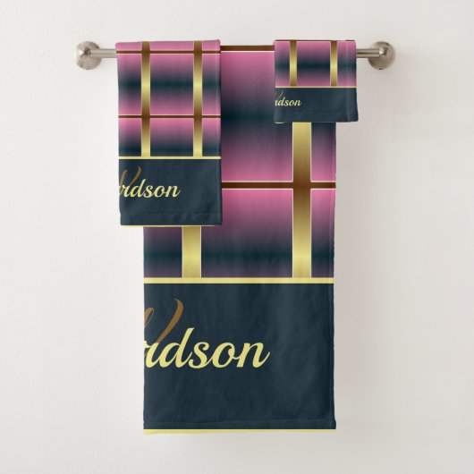 Gecontroleerde monogrammen van chic Gold, roze en  Bad Handdoek (Insitu)