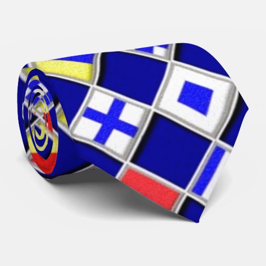 Gecontroleerde Nautical Flags Pattern Decor Stropdas (Opgerold)