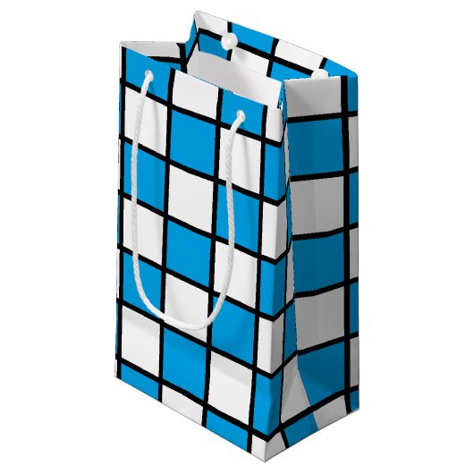 Gecontroleerde omlijnde Turquoise en Black Klein Cadeauzakje (Voorkant Gekanteld)