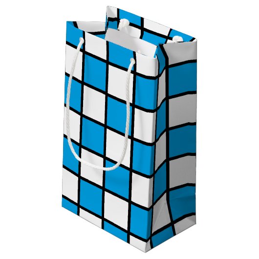 Gecontroleerde omlijnde Turquoise en Black Klein Cadeauzakje (Achterkant Gekanteld)