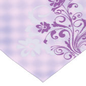 Gecontroleerde Paarse Floral Swirl Table Runner Korte Tafelloper (Hoek)