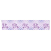 Gecontroleerde Paarse Floral Swirl Table Runner Korte Tafelloper (Horizontaal)