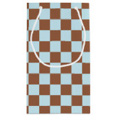 Gecontroleerde pastblauw en bruin klein cadeauzakje (Achterkant)