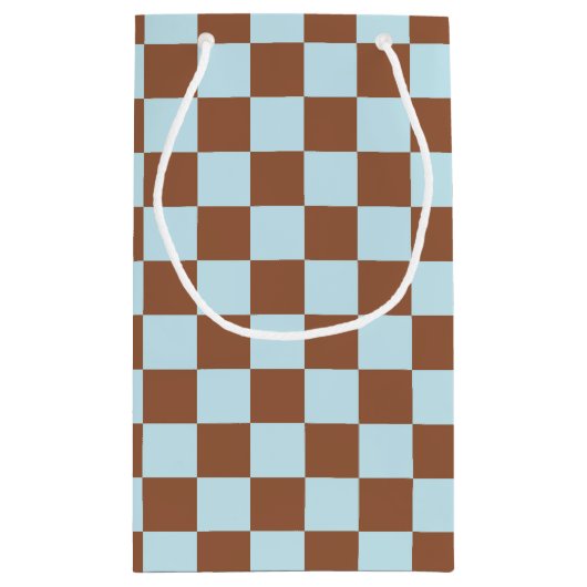 Gecontroleerde pastblauw en bruin klein cadeauzakje (Achterkant)