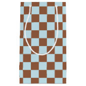 Gecontroleerde pastblauw en bruin klein cadeauzakje (Voorkant)