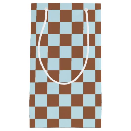 Gecontroleerde pastblauw en bruin klein cadeauzakje (Voorkant)