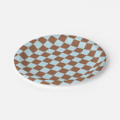 Gecontroleerde pastblauw en bruin papieren bordje (Gekanteld)