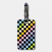 Gecontroleerde pasteelregenboog zwart bagagelabel (Achterkant verticaal)