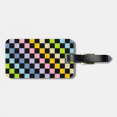 Gecontroleerde pasteelregenboog zwart bagagelabel (Achterkant horizontaal)