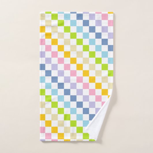 Gecontroleerde pastelregenboog bad handdoek (Handdoek)